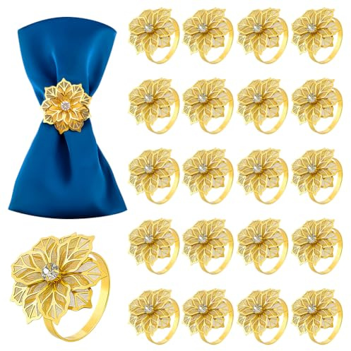 INTERWARM 60 Rond de Serviette à Motif Floral Porte Serviettes Floral Ajouré Rond de Table Décoration de Table pour Fête Mariage Banquet Noël Réunions de Famille Bal de Fin D'Année
