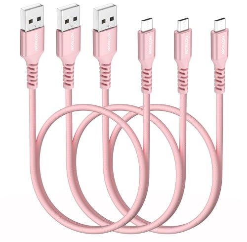 HOTNOW Short Micro USB Cable 0.5m 3 Pack, 50cm Pink USB Micro Charger Cord for Galaxy S6 S7, PS4, MP3, Tablet and other Micro Devices