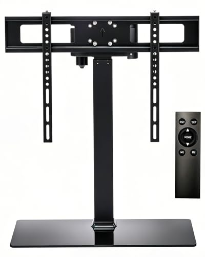 Motorized Universal TV Stand with Remote - Electric TV Lift Mount with Tempered Glass Base, for 32–70 inch TVs, Holds up to 88lbs, Max VESA 600x400mm