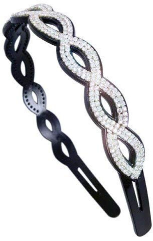 153-301 - Haarreif PVC schwarz cm 2 mit griechischen Strass Kristall - Schmuck Haarreifen