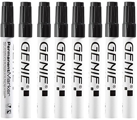 Genie 12592 Permanent Marker (mit 1-3 mm Rundspitze und Metallschaft) 8er Pack; schwarz