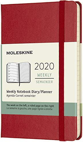 Moleskine Wochen Notizkalender, Taschenkalender, 12 Monate, 2020, Pocket, A6, Hard Cover, Scharlachrot