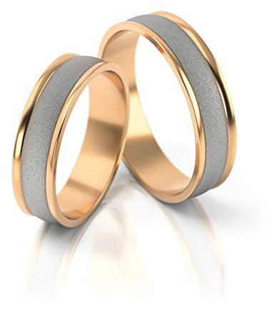 JC Gold Trauringe - Rosegold Weißgold Eheringe Bicolor inklusive Stein und Gravur im Paarpreis PL029 (8 Karat (333) Bicolor)