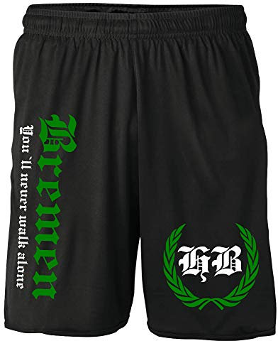 Bremen Kranz Shorts | Fussball Sport Ultras Kurze Hose Sporthose (M, Schwarz Kranz M2)