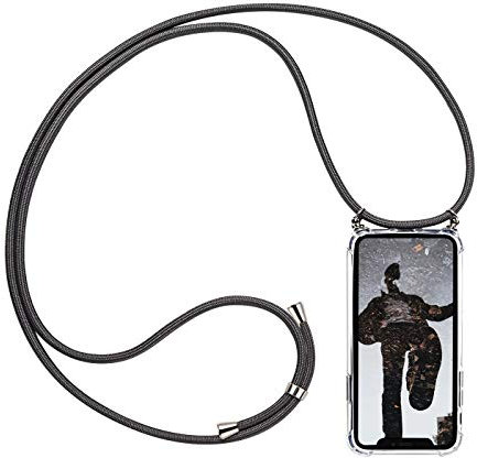 Verco Kordel Handyhülle für Mate 20 Lite, Handykette für Huawei Mate 20 Lite Hülle mit Band 2. Generation Case zum umhängen, Grau