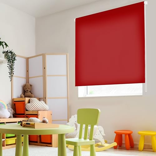 Blindecor Ara | Tenda a rullo traslucida tinta unita - Rosso bordeaux, 180 x 175 cm (Larghezza x Altezza) | Dimensioni del tessuto 177 x 170 cm | Tenda per interne