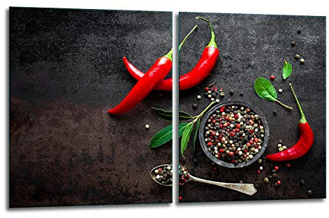 TMK | Herdabdeckplatten Set 2x40x52 cm Ceranfeld Abdeckung Glas Spritzschutz Abdeckplatte Glasplatte Herd Ceranfeldabdeckung Deko Schneidebrett Küche