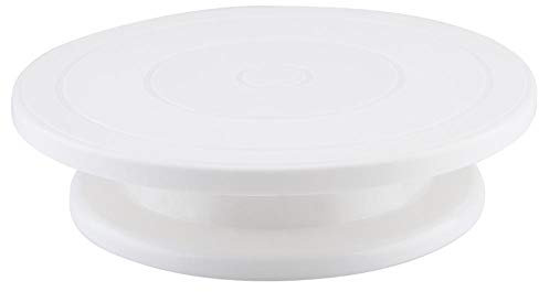 Platine de décoration de gâteaux, plate-forme mate support de gâteau rotatif en plastique gâteau plaque tournante outil de gâteau pâtisserie cuisson décoration blanc, rose pour restaurant(blanc)