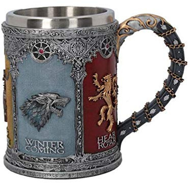 Game of Thrones Tasse, Stark & Tully & Targaryen & Lannister & Baratheon Edelstahl-Resin-3D Kaffee Bier-Becher Trinkgefäße Cup