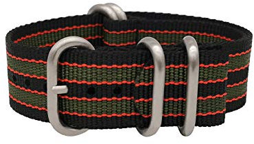 masar 20mm Zulu James Bond Schwarz/Rot/Grün - Armband - Universal
