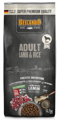 BELCANDO Adult Lamb & Rice [12,5 kg] Hundefutter | Trockenfutter mit Lamm für empfindliche Hunde | Alleinfuttermittel für ausgewachsene Hunde ab 1 Jahr