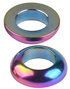 Lueao Cqinju-Washer Titanium Gasket M6 Concave And Convex Washer Spacer For MTB Disc Brake Caliper Group Mounting Bolts, 2pcs, long lasting durability (Color : 2Convex Rainbow)