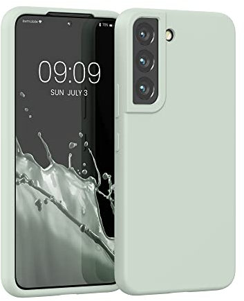 kwmobile Schutzhülle kompatibel mit Samsung S22 Hülle - Silikon Case Handyhülle S22 - Handyhülle Samsung S22 weiche Oberfläche - kabelloses Laden - Cool Mint