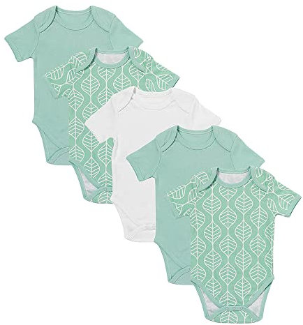 schlummersack Kurzarm Baby Body Set 100% Bio Baumwolle Blätter Größe 74 6-9 Monate | 5 Stück Body Baby Junge - Sommer Babybody Kurzarm Bio Baumwolle | Baby Bodys Jungen, Bodys Baby Jungen Pack