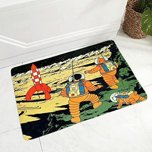 Super weicher Flanell-Teppich Abenteuer von Tim und Struppi Druck-Fußmatte für Flur Schlafzimmer rutschfeste Dekoration Cartoon-Boden-Fußmatte B3180 80 × 120 cm