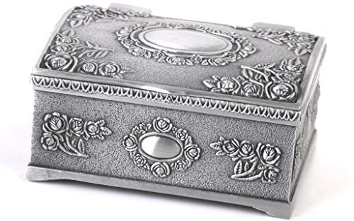 Dickly Vintage Schatztruhen Form Zinn Schmuck Ring Box Geschenkbox Antik Silber