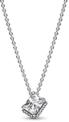 PANDORA Timeless Rechteckige Funkelnde Strahlenkranz Collier-Halskette 45cm aus Sterling-Silber, Kompatibel Timeless Armbänder, 392388C01-45