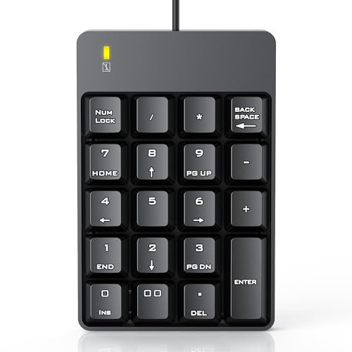 Pavé numérique Filaire USB 19 Touches pour Ordinateur Portable, PC, Notebook, Grandes Lettres – Noir