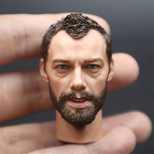 1/6 Maßstab Männlicher Kopf Skulptur,Europäischer Männlicher Soldat Kopf Geschnitzt für 12 Zoll Action Figur Puppen Kollektion (C)