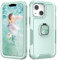 Knoowcase for iPhone 13 Case Shockproof iPhone 13 Phone Case with Ring Military Grade Full Protective TPU Bumper Hard PC Back Cover Built-in Magnetic Kickstand Car Mount Case, Green