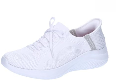 Skechers Femme Ultra Flex 3.0 Brilliant Path Basket, White Knit Light Gray Trim, 36 EU