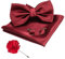 JEMYGINS Herren Fliege Satin Weinrot (7) Fliege und Einstecktuch mit Manschettenknöpfe Brustblume Sets