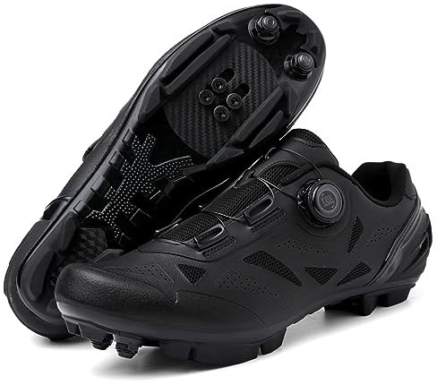 PENXZT Herren MTB Schuhe Fahrradschuhe Damen Mountainbike Schuhe Radsportschuhe Draussen,Schwarz,38 EU