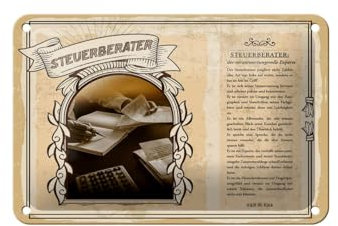 mrdeco Metall Schild 12x18cm gewölbt Steuerberater Experte Steuern Schild