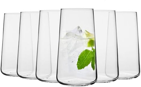 Krosno Gläser für Wasser, Getränke und Säfte | Elegantes Design | Bleifreies | Fassungsvermögen | Infinity Kollektion | Ideal für Zuhause, Restaurants, Partys | Spülmaschinenfest (6 Stück - 600ml)