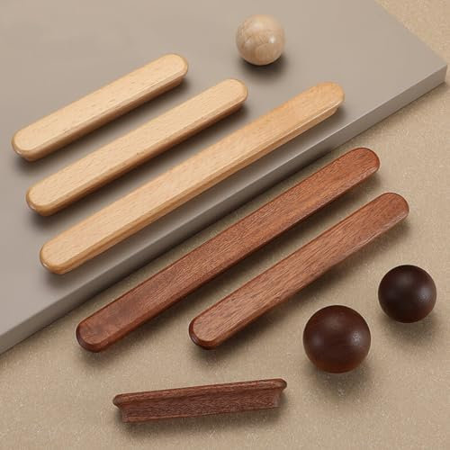 HY HUIJUN Tiradores de madera para armarios de cocina, tiradores de madera, para muebles, asas, puertas, armarios, cajones, etc
