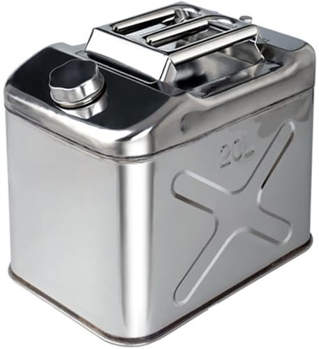 DOCIM Bidon d'essence en Acier Inoxydable avec Tube de Carburant, Essence, Diesel, Huile Comestible ou réservoir d'eau Réservoir d'essence,20L