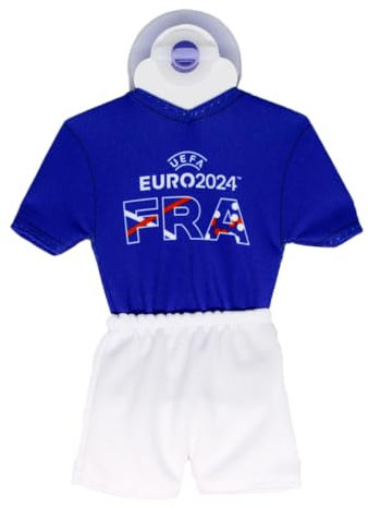 UEFA Euro 2024 Mini kit / mini maillot 17 x 14 cm, avec ventouse, article de fan de football, championnat d'Europe, produit sous licence officielle, article cadeau (France Design)