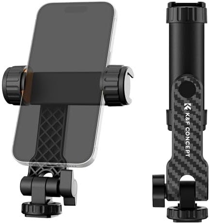 K&F Concept Adaptador para Trípode de Teléfono Soporte para Móvil con 2 Zapatas Frías, Adaptador para Trípode de Smartphone, Soporte de Teléfono Móvil Trípode Giratorio 360°