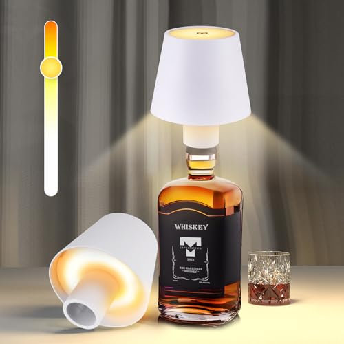TobeBright Lampe bouteille LED sans fil, IP54 Lampe bouteille LED rechargeable 3000K/4000K/6000K Dimmable Portable Touch Lampe bouteille Rechargeable Lampe de table pour intérieur/extérieur - Blanc