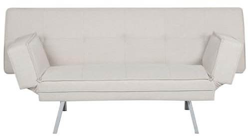 3-Sitzer Schlafsofa Stoffbezug Leinenoptik beige verstellbare Armlehnen Bristol