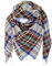 DELEY Retro Damen Tartan Schal weicher karierter karierter Schal Wickelschal Decke Schals Weiß und Blau