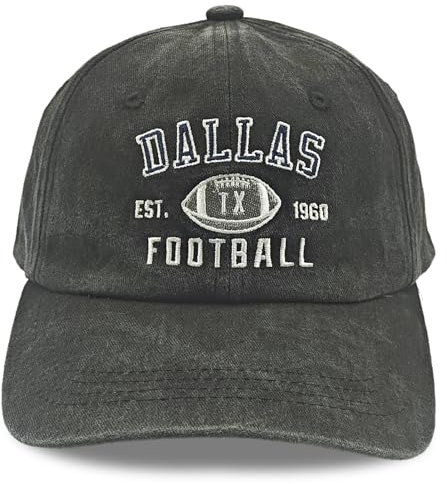 Mütze bestickt City Vintage Hut für Herren Damen Baumwolle Kappe verstellbar, Dallas, M