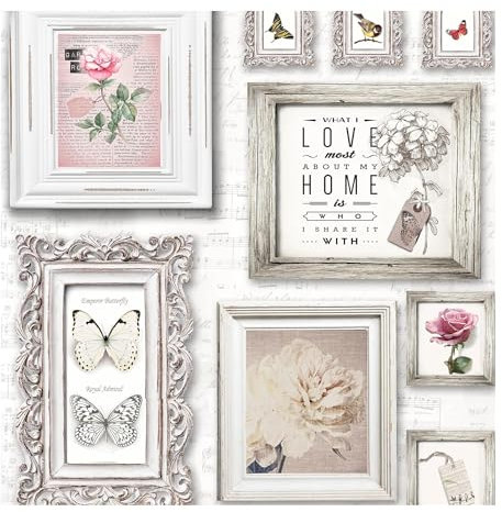 Fresco Emphoria Framed Flowers and Butterflies White Wallpaper (was £13)