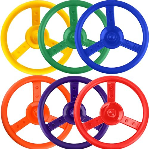 6 Pack Playground Steering Wheel Playset Steering Wheel Toys Swingset Accessories for Kids Outdoor Playhouse Treehouse (Color Set 3)