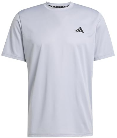adidas Men's Train Essentials Training Tee, Halo Silver/Black, L