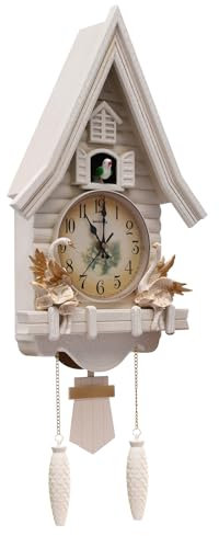 XUEMANSHOP Kuckucksuhr, Wanduhr mit Pendel, Einstellbare Lautstärke, Leiser Betrieb, Pendeluhr Wanduhr für Wohnzimmer, Schlafzimmer, Hotels, Büros