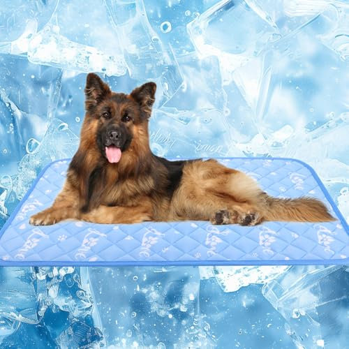 MYLUNE Home Kühlmatte für Hunde,wendbare Haustierunterlage kühl und warm,Schlafmatten für Hunde und Katzen in Käfigen,maschinenwaschbar, langlebig,weich,selbstkühlend,L120x70cm,Blau
