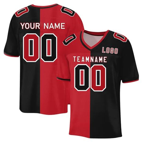 Benutzerdefiniertes Football Jersey Personalisiert Fußballtrikots für Kinder und Erwachsene American Football Trikot mit Team Namen Nummer & Logo Custom Sports Uniform Atmungsaktiv T-Shirt