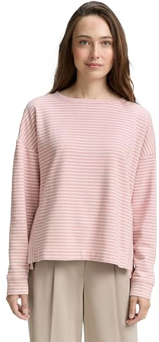 TOM TAILOR Damen 1047719 Sweatshirt mit Streifenmuster