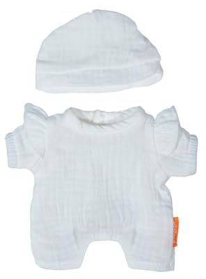 Miniland - Kleidung für 21 cm Puppe, Bekleidungszubehör für Puppen, Pyjama mit Mütze (Weiß)