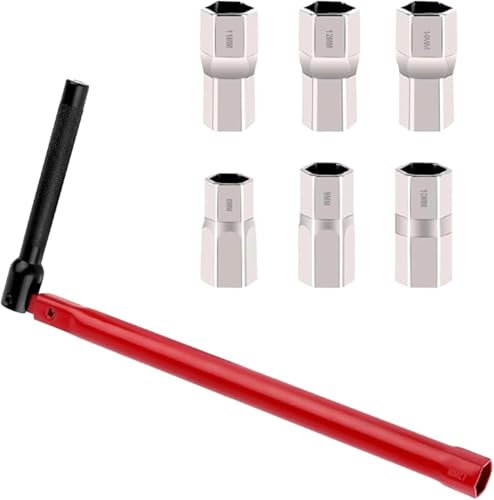 JOZMMZEOOA 6 Pezzi Chiavi a Bussola,Chiave per Rubinetto Sottolavello 8-13 MM Chiave a Tubo per Rubinettii Chiave Inglese Regolabile,per la Riparazione di Tubi Installazione di Rubinetti (Rosso)