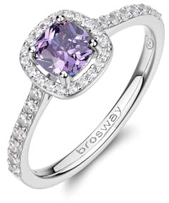 Brosway Anello da donna collezione Fancy della linea Magic Purple. Anello in argento 925 rodiato, e zirconi viola misura 14 trendy cod. FMP126C