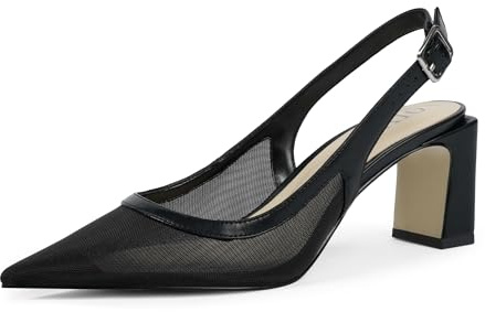 QIY Damen-Pumps mit spitzem geschlossenem Zehenbereich, klobiger Absatz, Slingback-Absatz für Damen