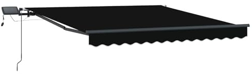 vidaXL Einziehbare Markise Schwarz 350 x 250 cm Stoff, Moderne rechteckige Markise, Flexibler Sonnenschutz für Garten und Terrasse, schattenspendende Lösung