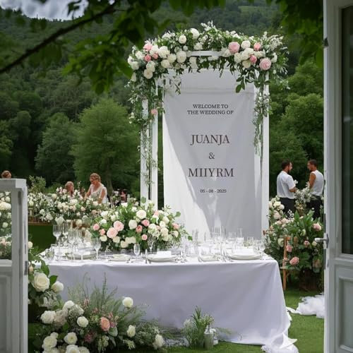 Letrero de bienvenida de boda, personalización, logotipo de boda, tela, asiento, decoración de eventos, bandera, novia, al aire libre (70 x 200 cm)